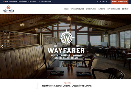 Screenshot of Wayfarer Restaurant & Lounge website